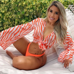 LONG SLEEVE STRIPED BIKINI SET